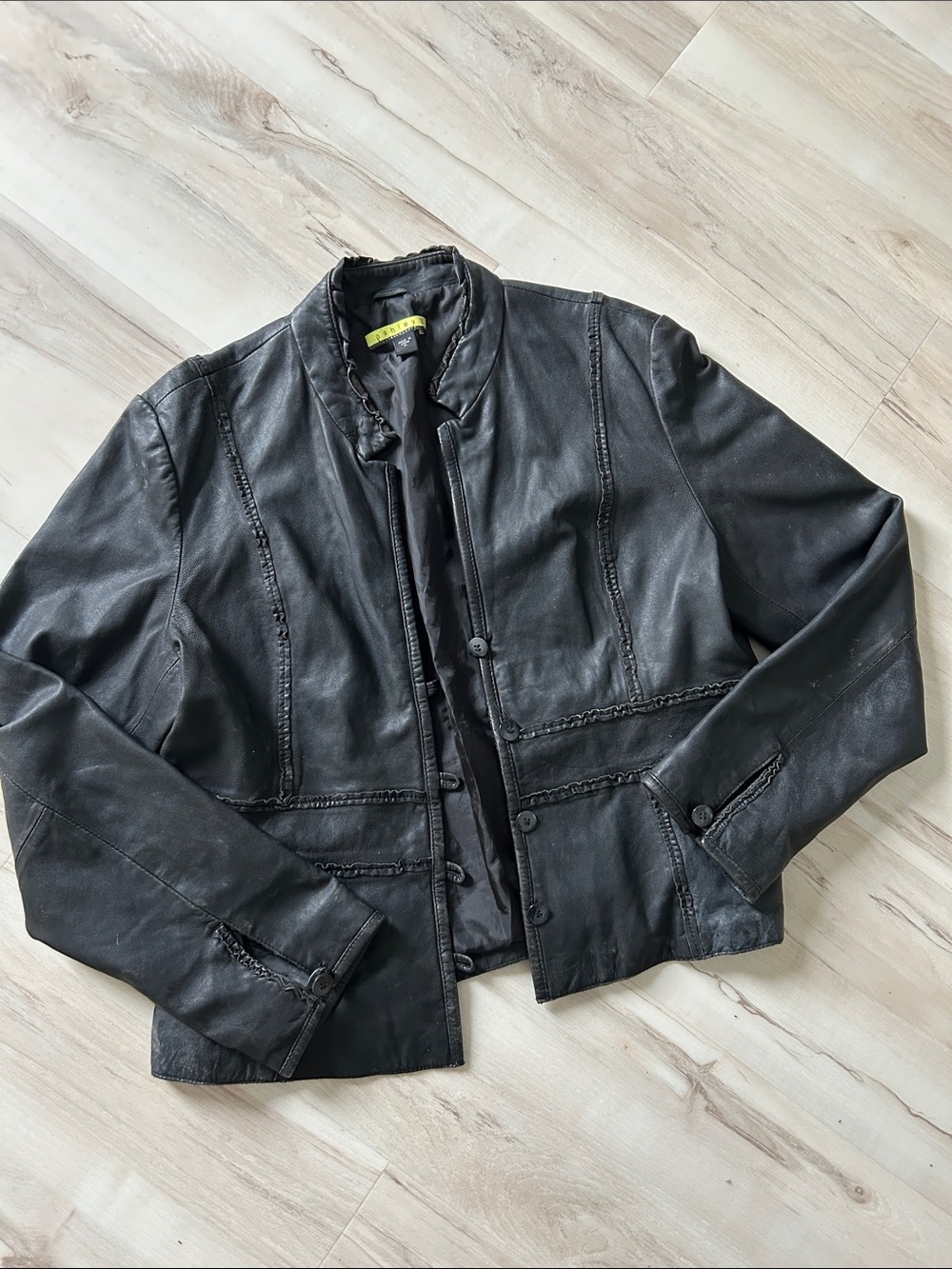 Ashley By 26 International Black Leather Bomber Jacket